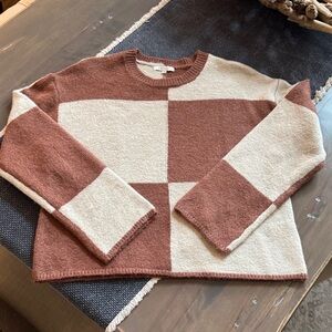 Z Supply Color Block Sweater - Brown and Cream